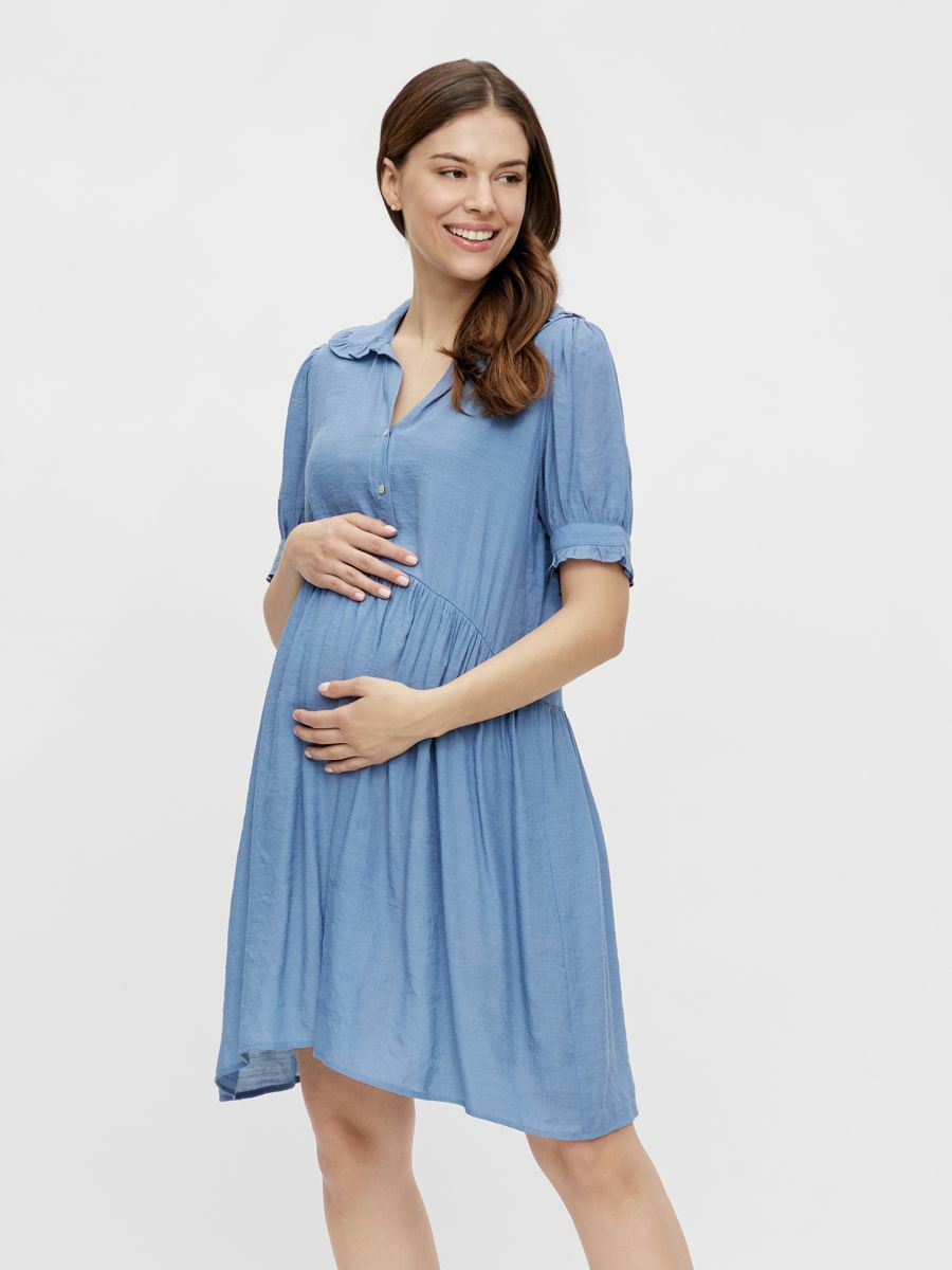 5Nl8k Odzież MAMALICIOUS Sukienka koszulowa MLEVANGA w kolorze Niebieskim 