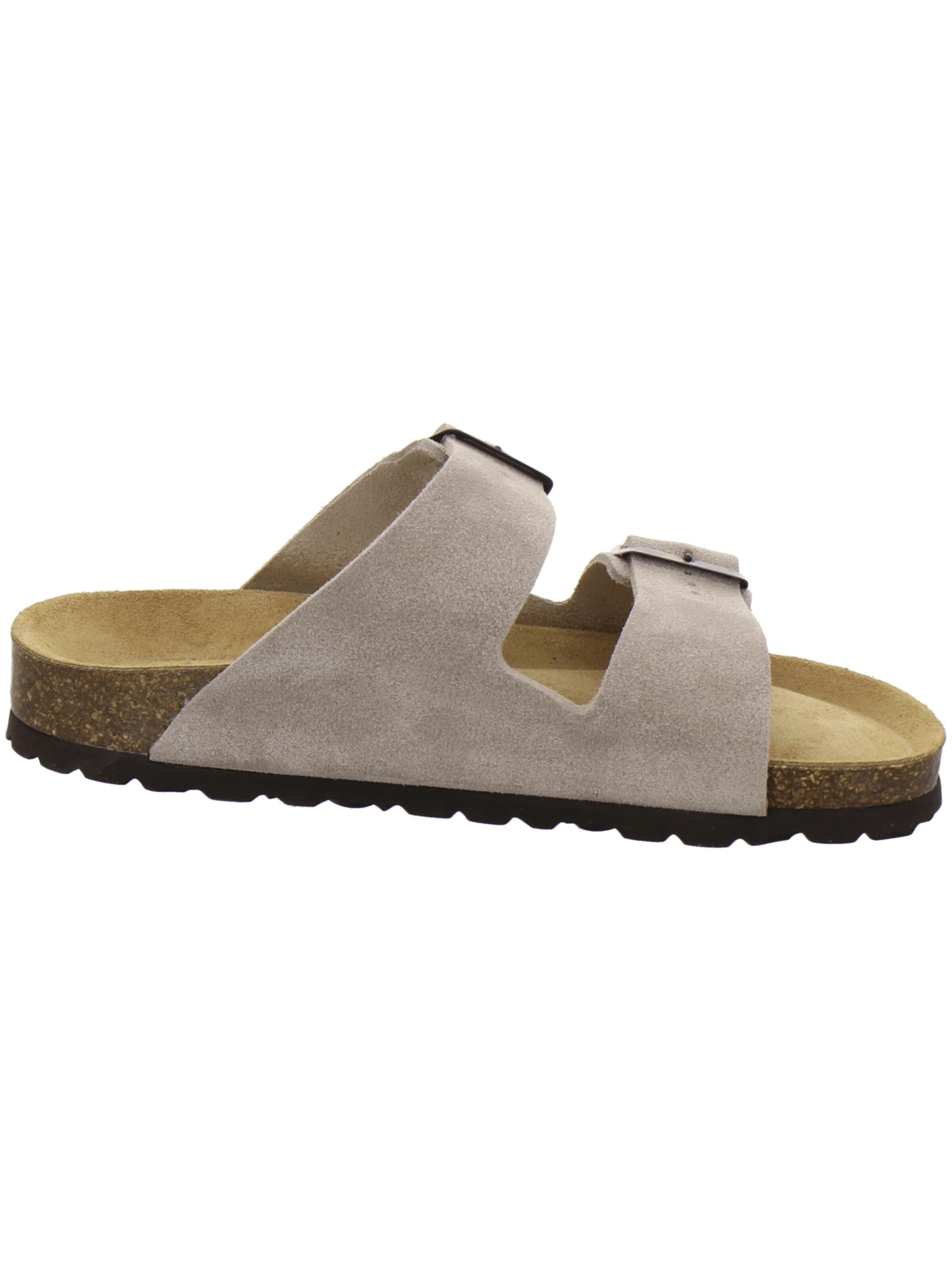 AFS-Schuhe - Zapatos abiertos 'Pantoletten Damen Zweischnaller quarz Veloursleder' en beige