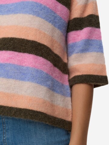 NÜMPH Strickpullover mit Halbarm 'NURIETTE STRIPY PULLOVER' in Grün