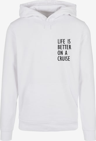 Sweat-shirt 'Life Is Better' Merchcode en blanc : devant