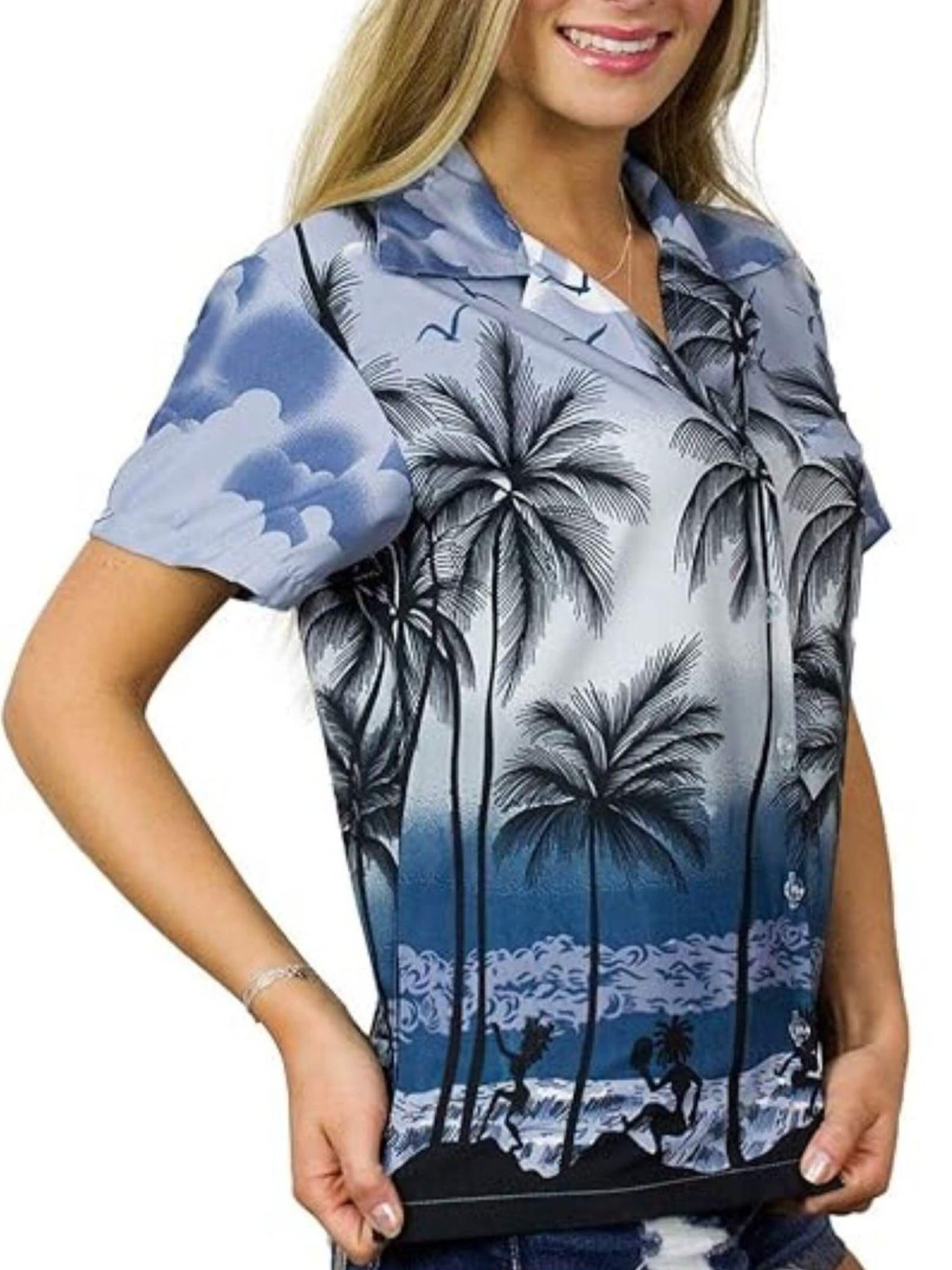 Camicia da donna 'Beach' di King Kameha in grigio: frontale