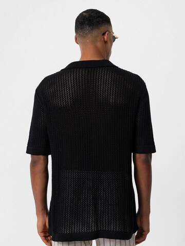 Antioch Regular Fit Niamey - Short Sleeve - Regular Fit - Cellular Knitted in Schwarz