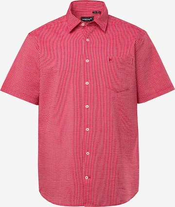 Men Plus Button Up Shirt in Red: front