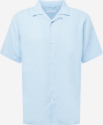 KnowledgeCotton Apparel Button Up Shirt 'WAVE' in Blue: front