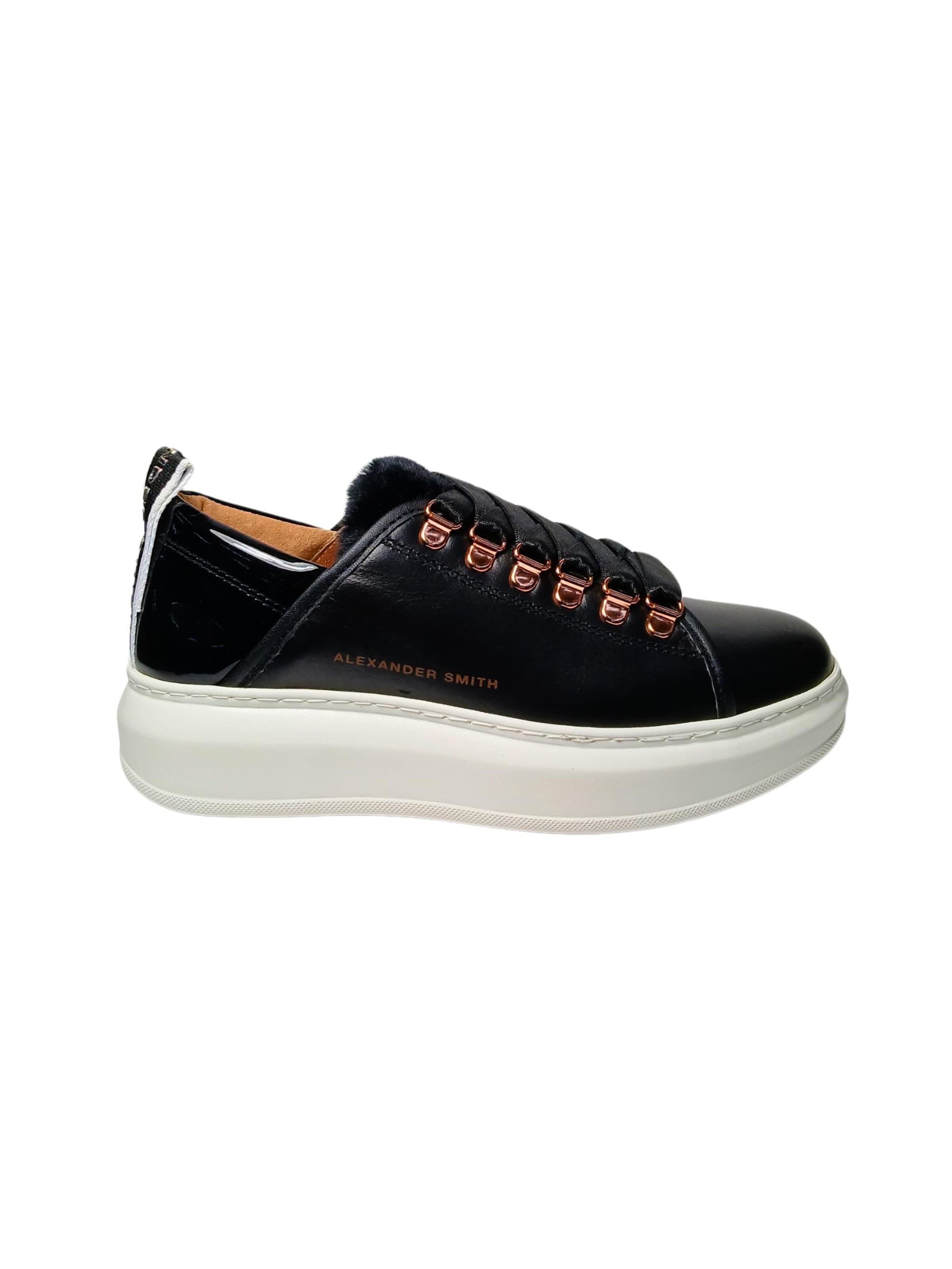 Alexander Smith Platform trainers in Black: front