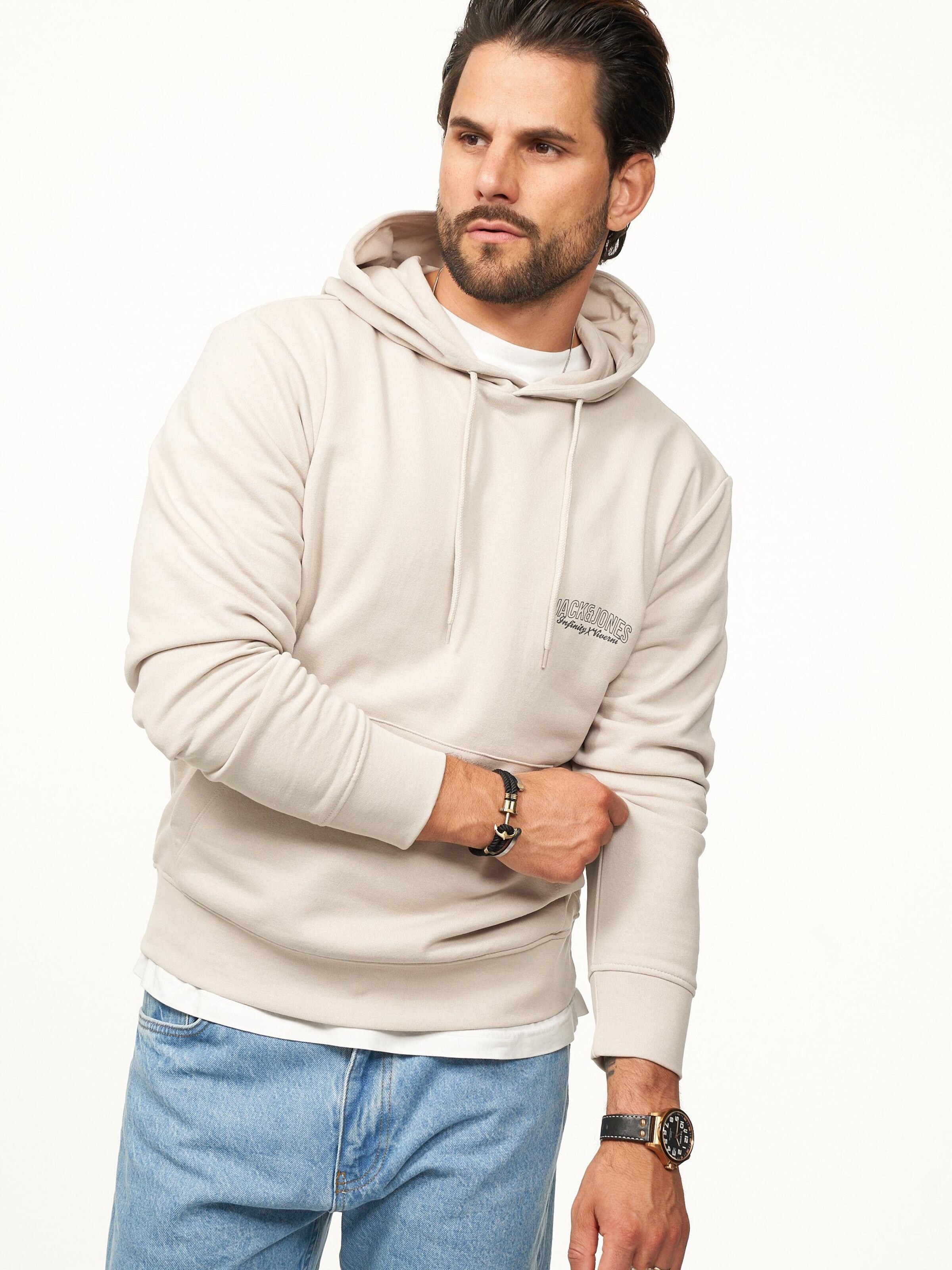 JACK & JONES Sweatshirt 'JJINFINITYHOOD' in Beige
