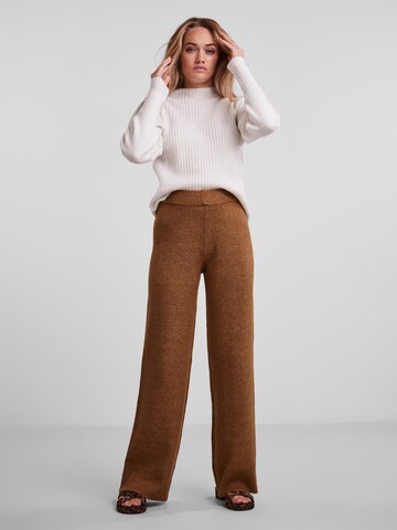 PIECES Wide leg Pants 'Celic' in Brown