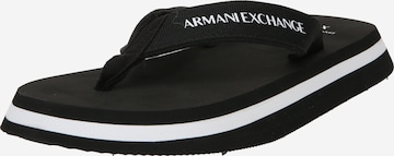 ARMANI EXCHANGE T-bar sandals in Black: front