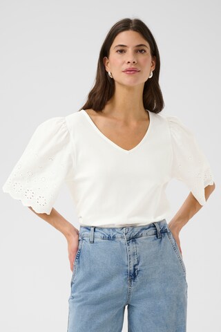 Cream Blouse 'Daye' in Wit: voorkant