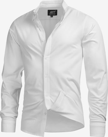 Chemise ' Theo ' INDICODE JEANS en blanc : devant