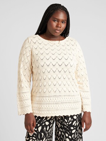 Vero Moda Curve Свитер 'VMCLUA' в Бежевый: спереди