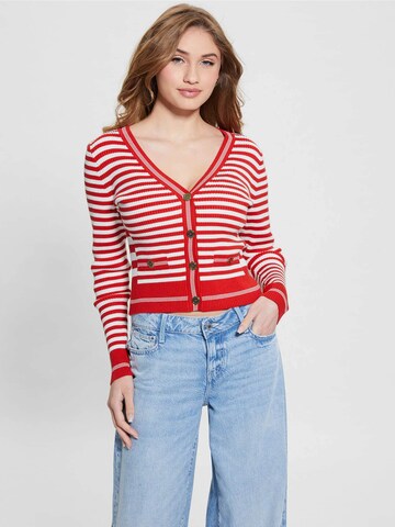 GUESS Knit Cardigan in Red: front