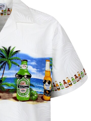 Pacific Legend Regular fit Button Up Shirt 'Corona Brustdruck' in White