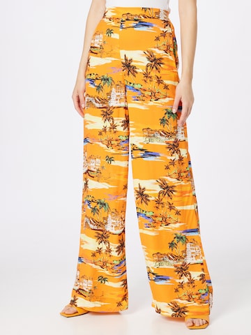 Nasty Gal - Pierna ancha Pantalón en naranja: frente