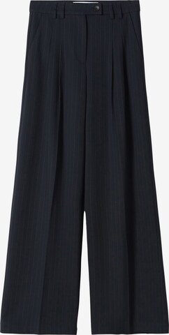 Bershka Wide leg Pleat-front trousers in Blue: front