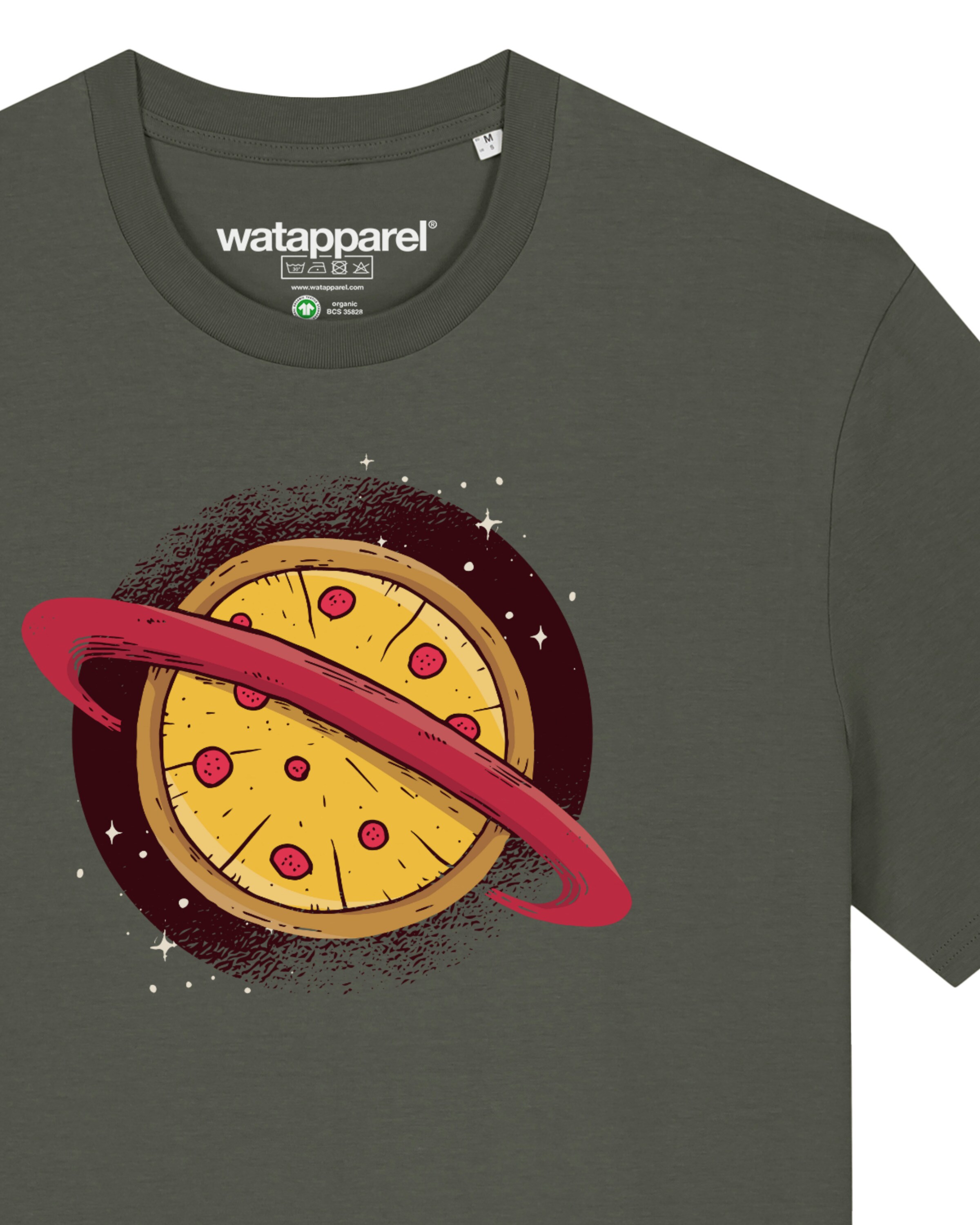 Maglietta 'Pizza Planet' di Watapparel in verde