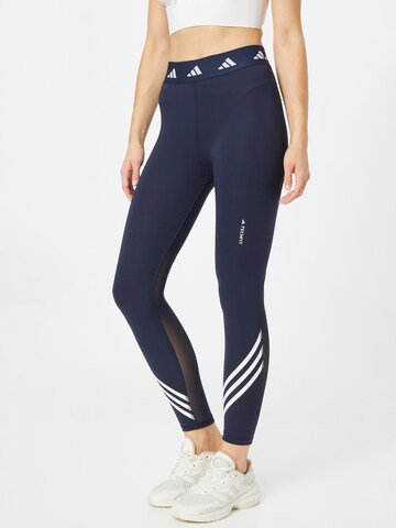 ADIDAS PERFORMANCE - Skinny Calças de desporto 'Techfit 3-Stripes' em azul: frente