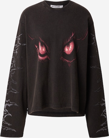 juoda WEEKDAY Marškinėliai 'Danya': priekis