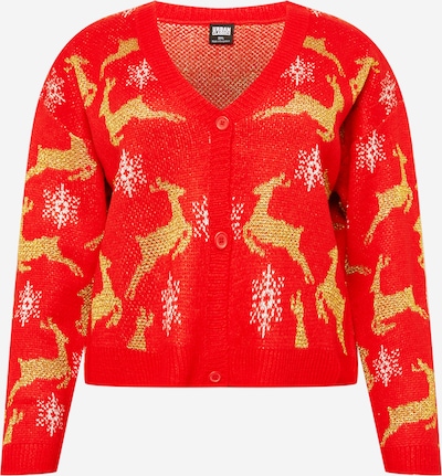 Urban Classics Kardigan u zlatna / crvena / bijela, Pregled proizvoda