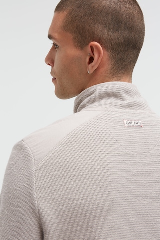 CAMP DAVID Troyer-Sweatshirt mit Twill-Details in Beige