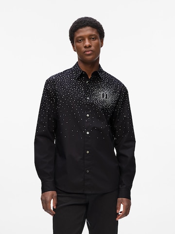 Karl Lagerfeld Regular fit Overhemd 'RHINESTONE DEGRADÉ' in Zwart: voorkant