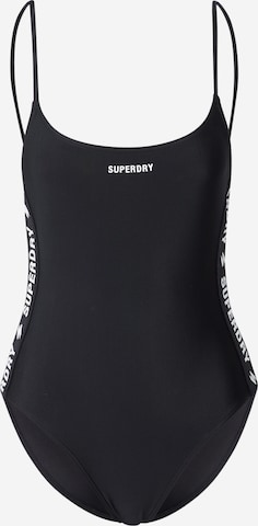 Superdry Bandeau Swimsuit in Black: front