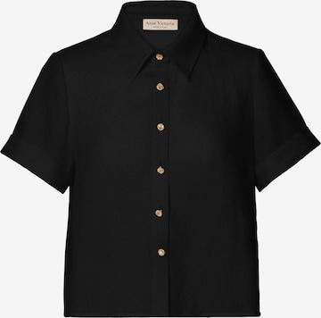 Anse Victorin Bluse 'Sarah Linen' i sort: forside