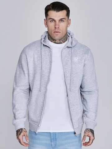 Veste de survêtement SikSilk en gris : devant