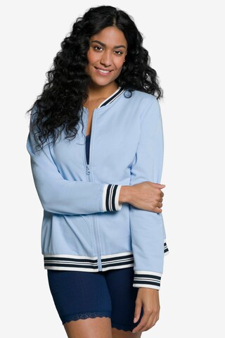 Ulla Popken Zip-Up Hoodie in Blue: front