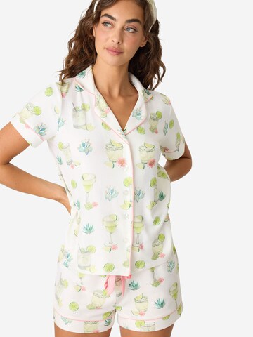 PJ Salvage Pyjama 'Limes & Sunshine' in Wit: voorkant
