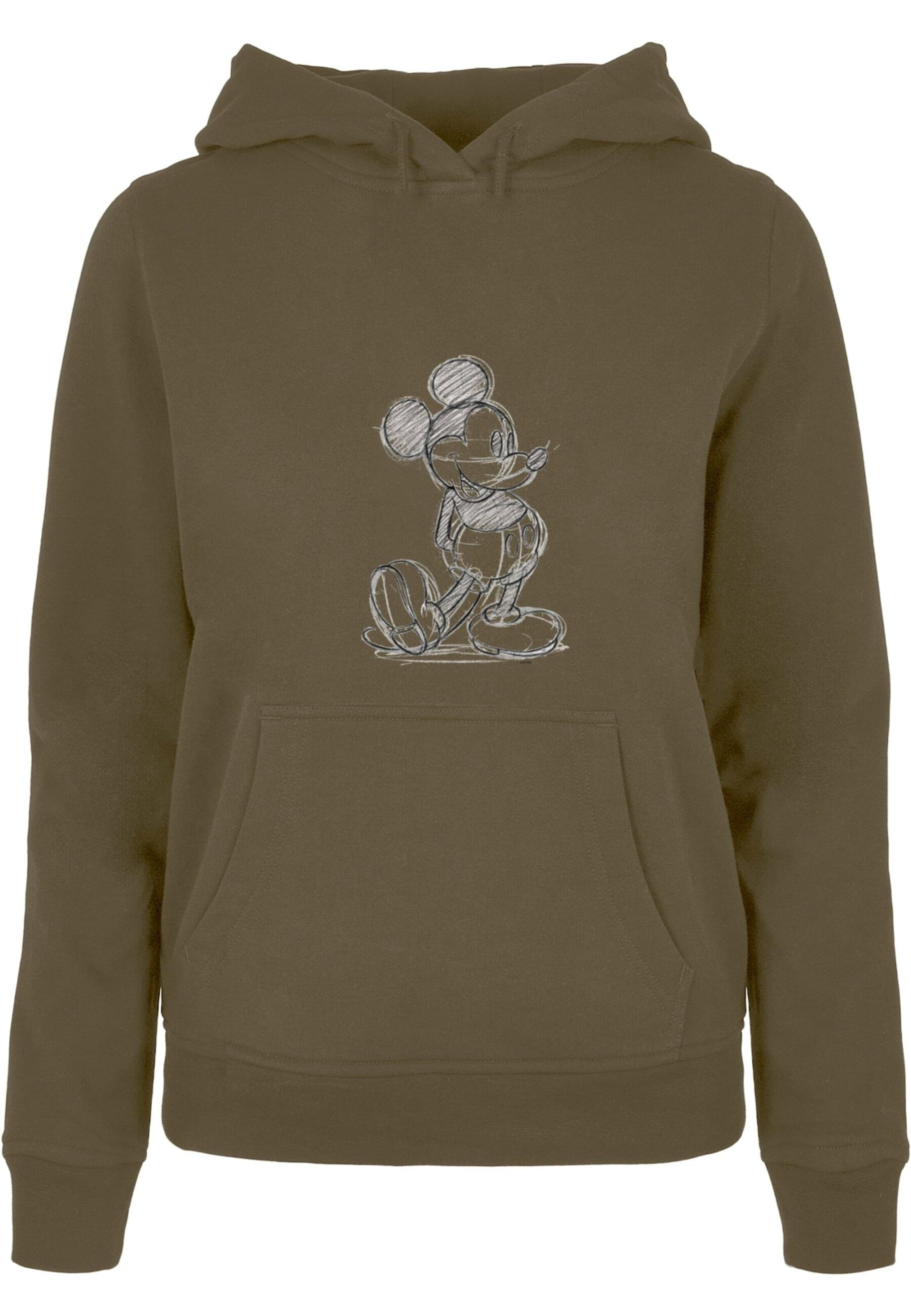 ABSOLUTE CULT Sweatshirt 'Mickey Mouse - Sketch Kick' i grøn: forside
