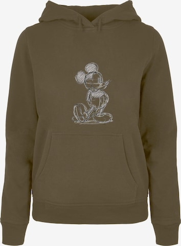 ABSOLUTE CULT Sweatshirt 'Mickey Mouse - Sketch Kick' in Groen: voorkant