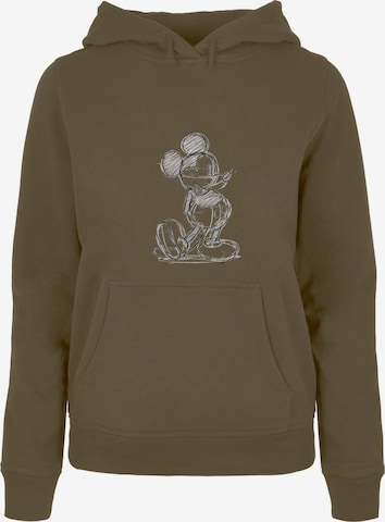 ABSOLUTE CULT Sweatshirt 'Mickey Mouse - Sketch Kick' i grøn: forside