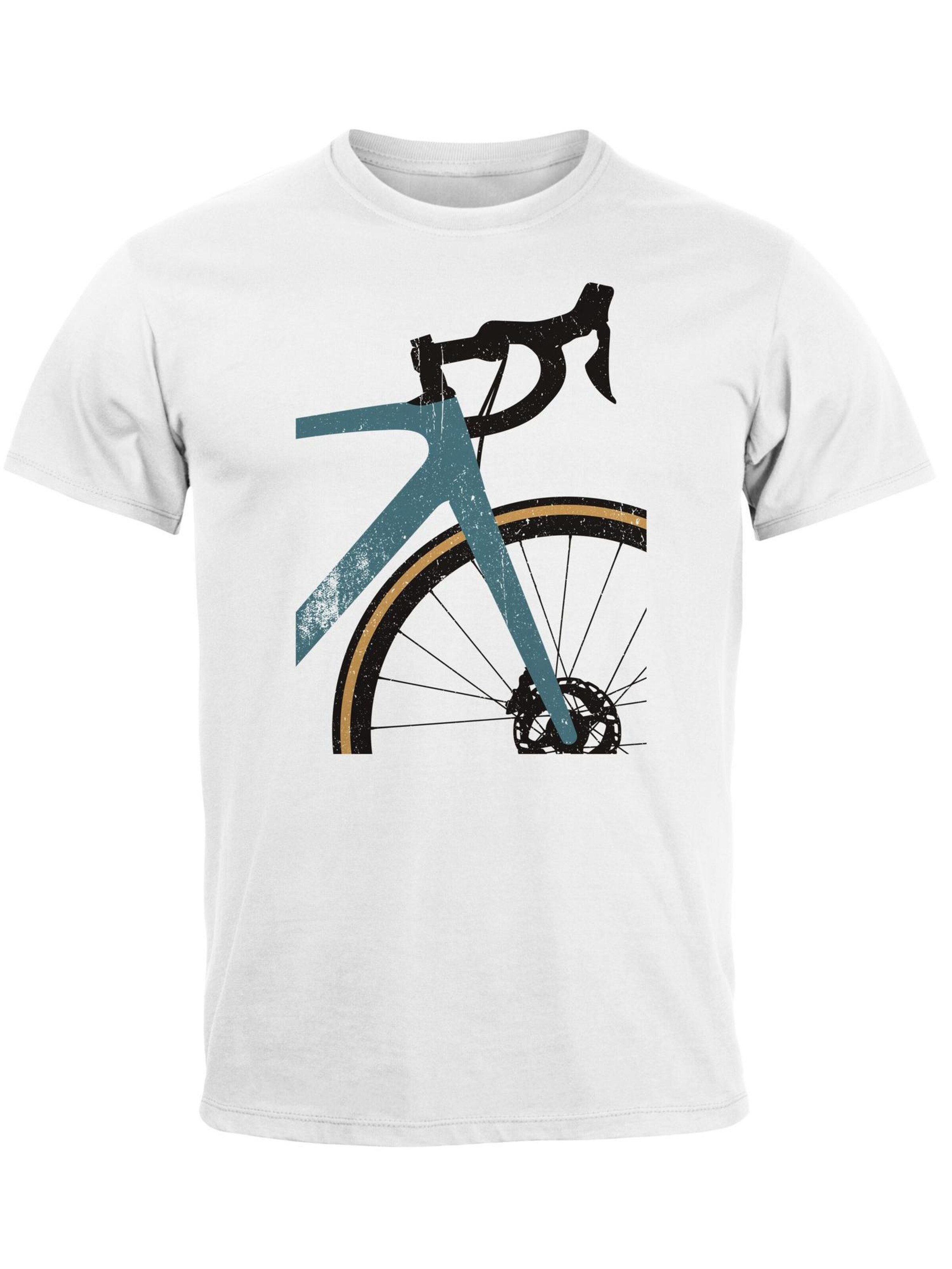 Neverless Shirt 'Rennrad'‌ in Weiß: Vorderseite