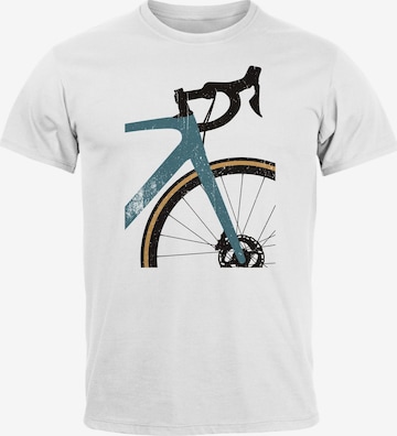 Neverless Shirt 'Rennrad' in Weiß: Vorderseite