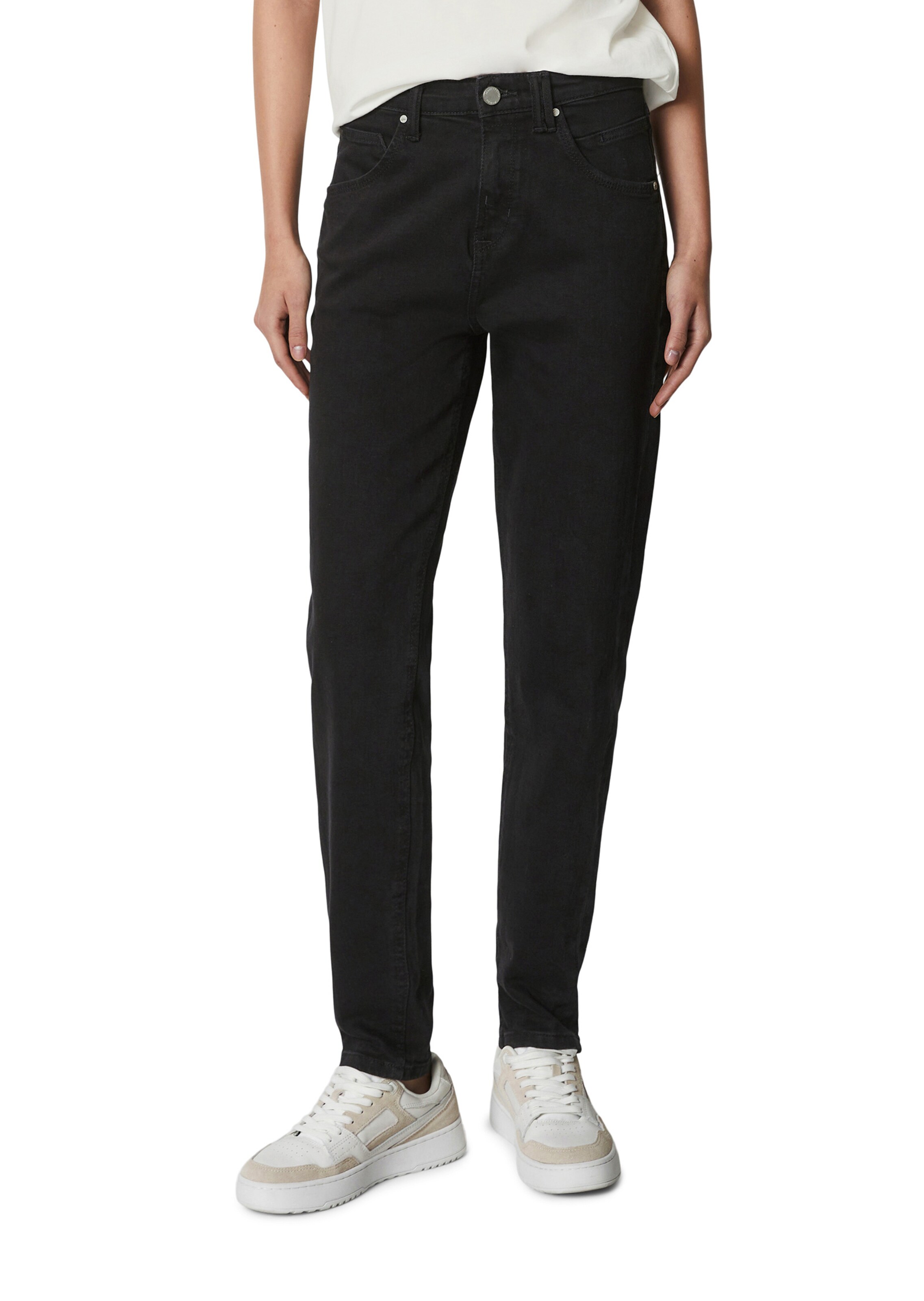 Marc O'Polo DENIM Tapered Jeans 'Freja' in Schwarz: Vorderseite