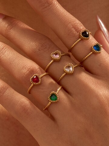 Pure Schmuck Ring 'Garden Heart Ring | Bridgerton' in Grün