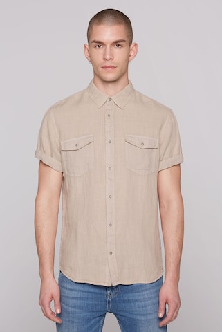 CMPD Slim fit Button Up Shirt in Beige: front