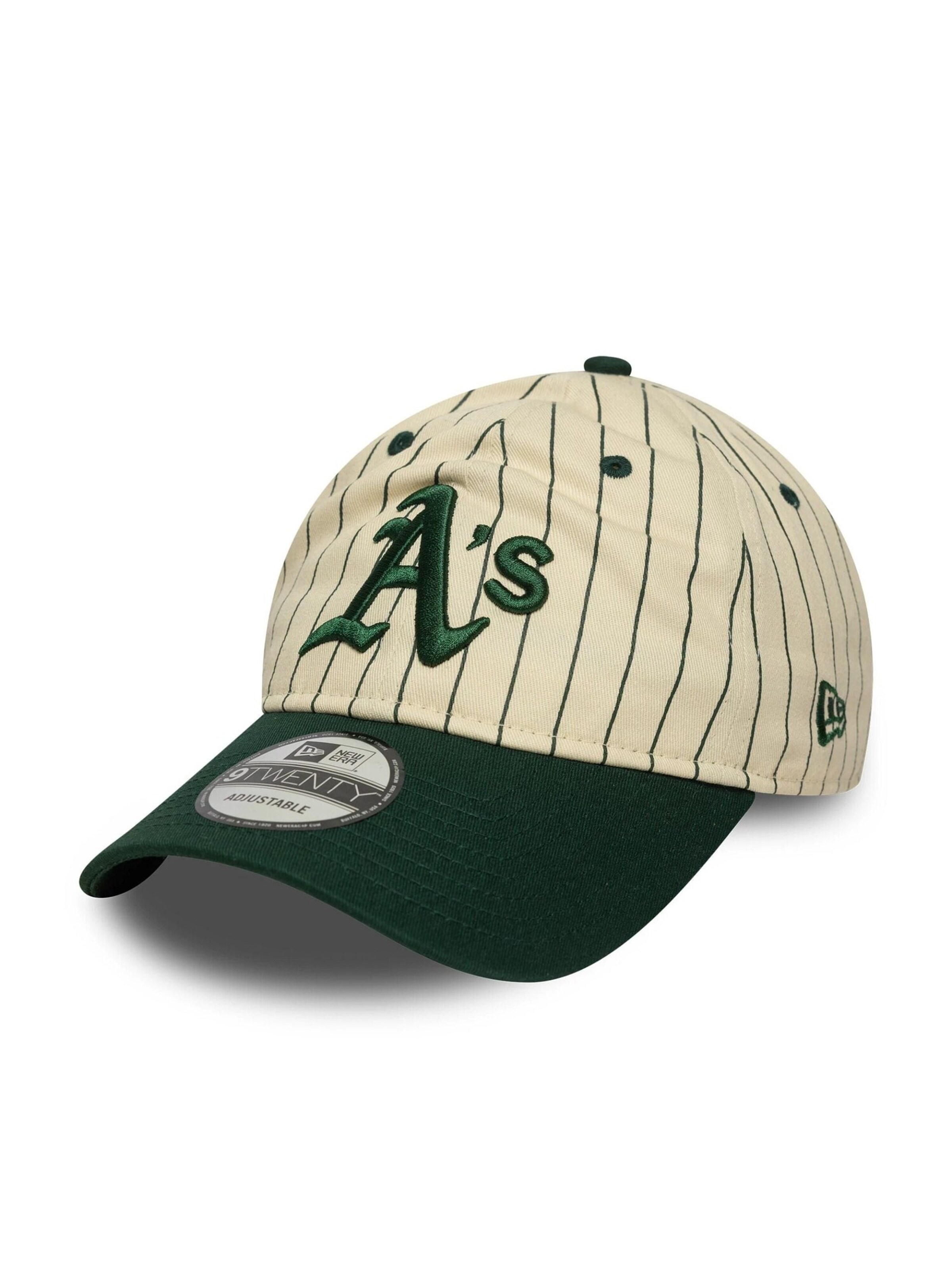 NEW ERA Athletic Cap '9TWENTY Oakland Athletics Pinestripe' in Green: front