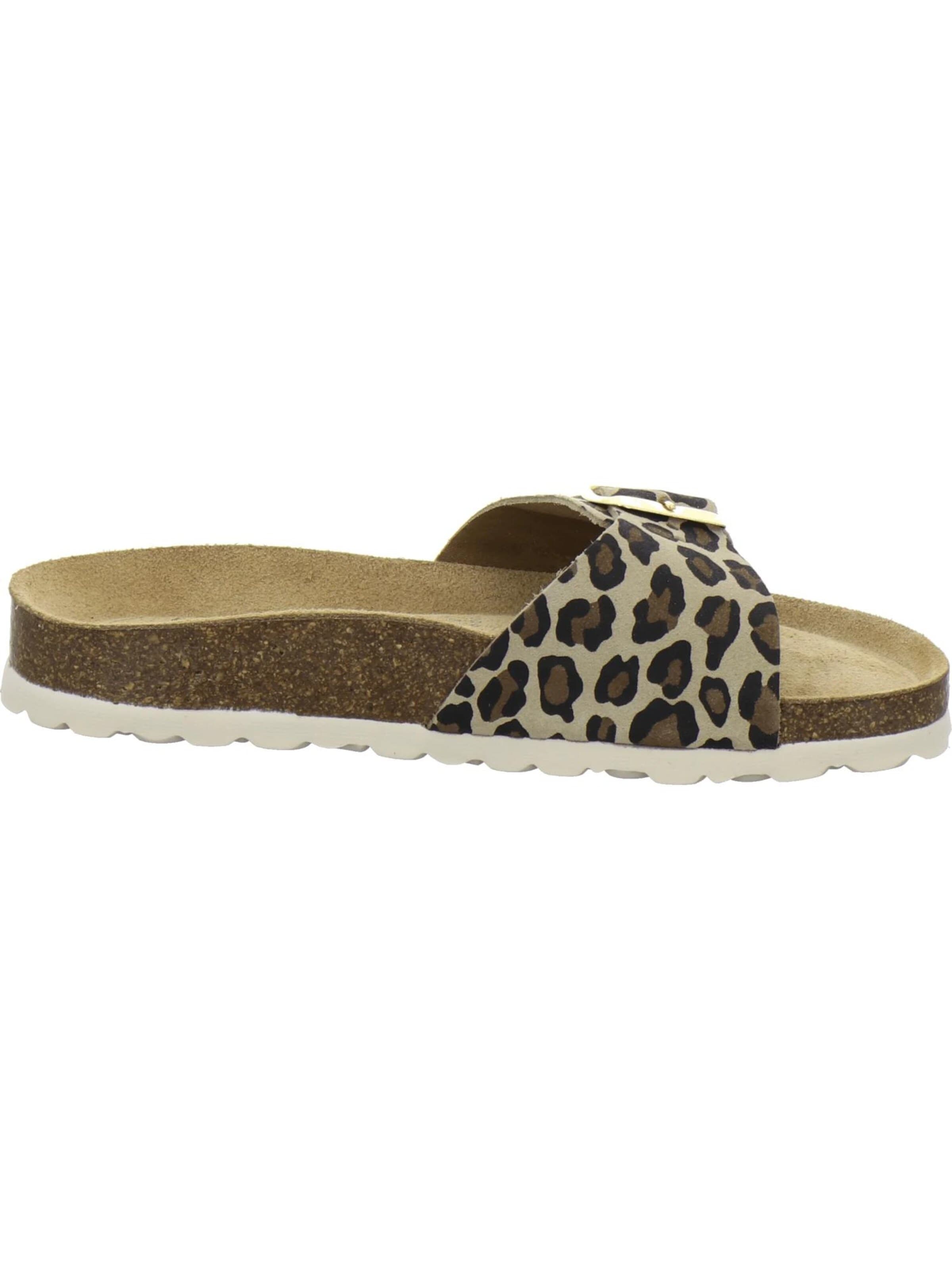 AFS-Schuhe - Zapatos abiertos 'Pantoletten Damen Einschnaller leo-beige' en beige