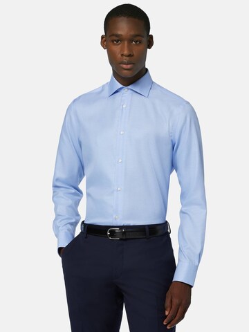 Coupe regular Chemise business 'Houndstooth' Boggi Milano en bleu : devant