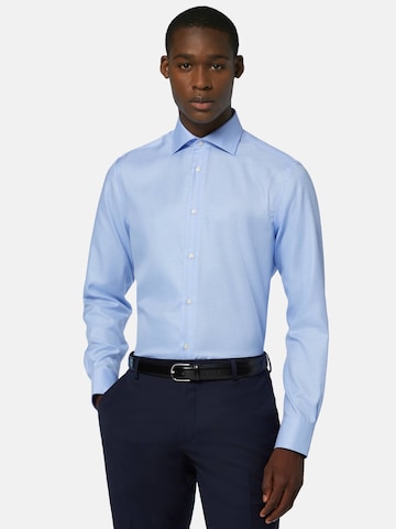 Boggi Milano Regular fit Businessskjorta 'Houndstooth' i blå: framsida