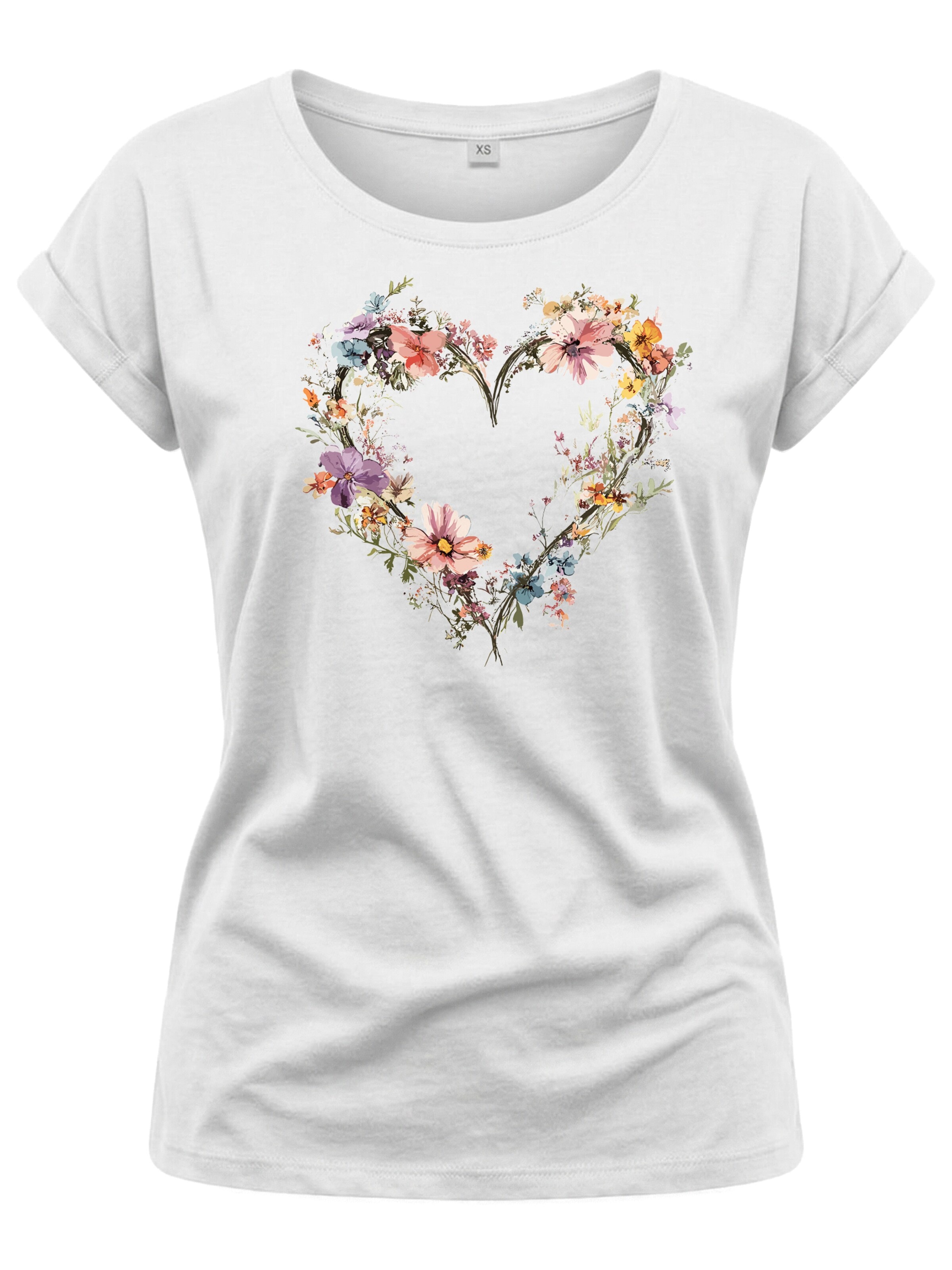 MAKAYA Shirt 'Blumenherz' in White: front