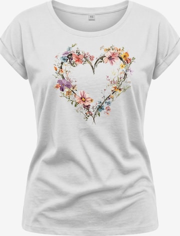 MAKAYA Shirt 'Blumenherz' in White: front
