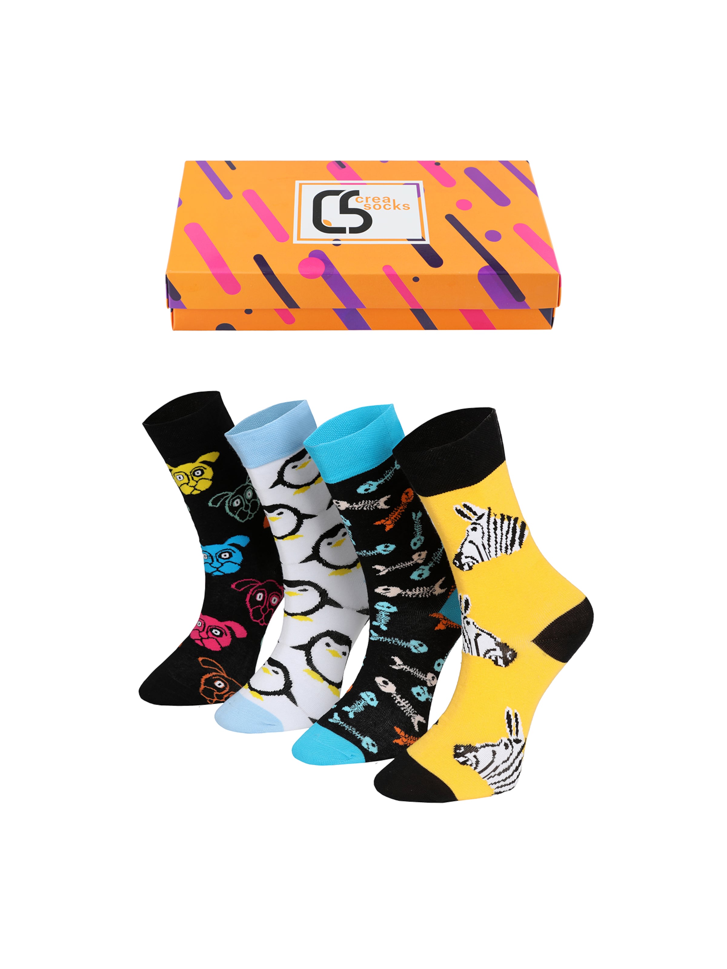 Calzino 'Tier' di Crea Socks in colori misti: frontale