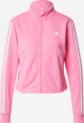 ADIDAS PERFORMANCE Athletic Zip-Up Hoodie 'Train Essentials 3-Stripes' in Pink: front