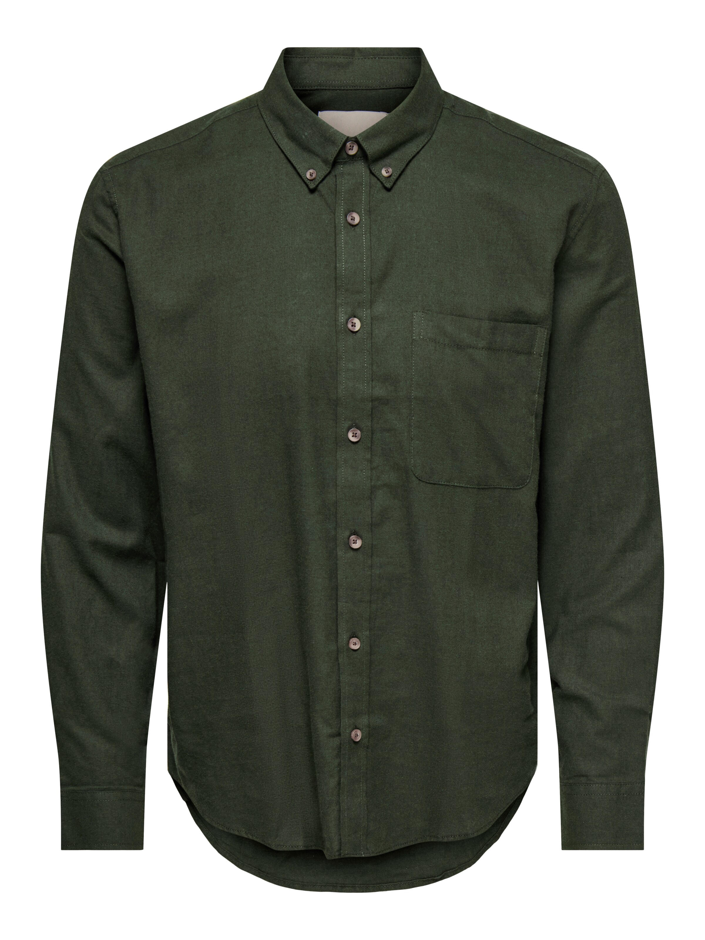 Only & Sons Button Up Shirt in Green: front