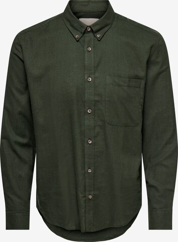 Only & Sons Button Up Shirt in Green: front
