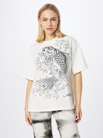 Ed Hardy T-Shirt 'Jumping Koi' in Weiß: predná strana