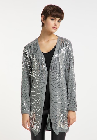 myMo at night Knit Cardigan in Grey: front